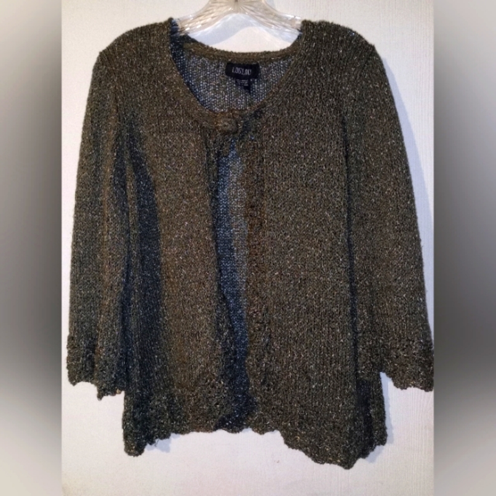 LOULOU Sweater Gray w Silver‎ Thread XL